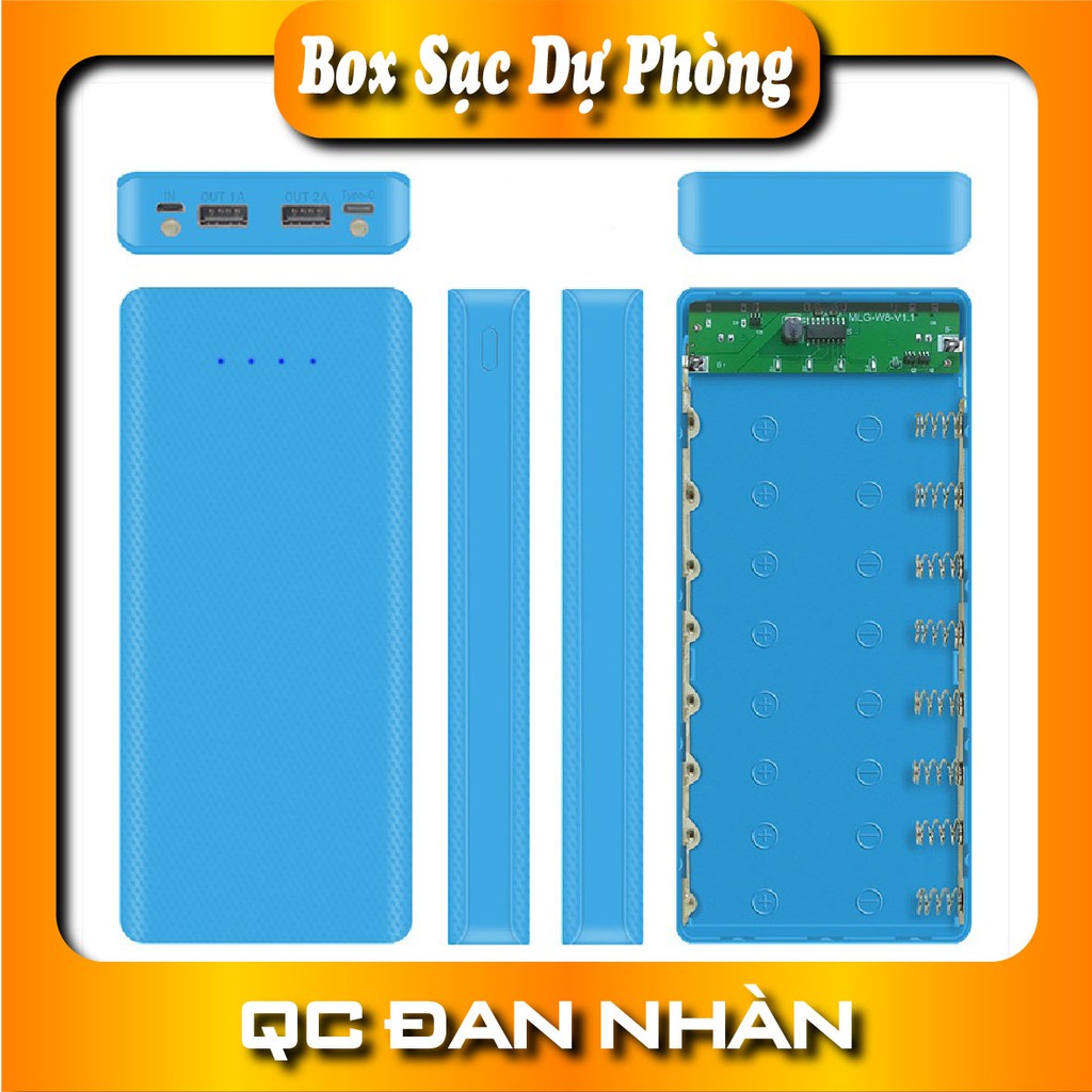 Box sạc dự phòng 8 cell, hộp sạc dự phòng 8 pin KHÔNG KÈM PIN
