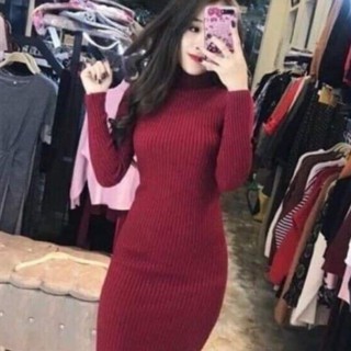 Váy len cổ 3cm body