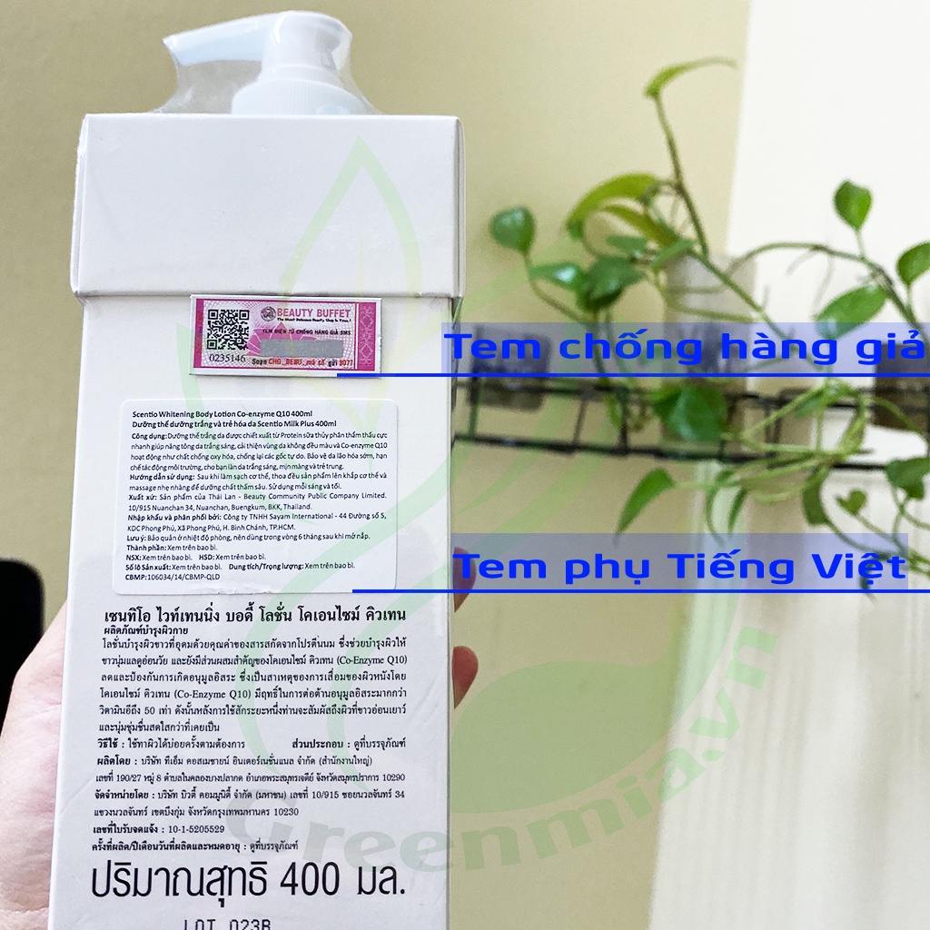 Dưỡng Thể Trắng Da Beauty Buffet Cấp Ẩm Và Trẻ Hóa Scentio Milk Plus Q10 400ml