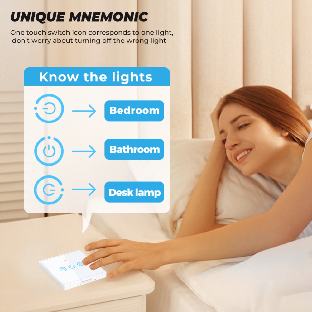 Công Tắc Cảm Ứng Thông Minh 1/2/3 Gang Tuya Wifi 433Mhz Nút Home Wall Cho Alexa Và Google Home Assistant Cloud1