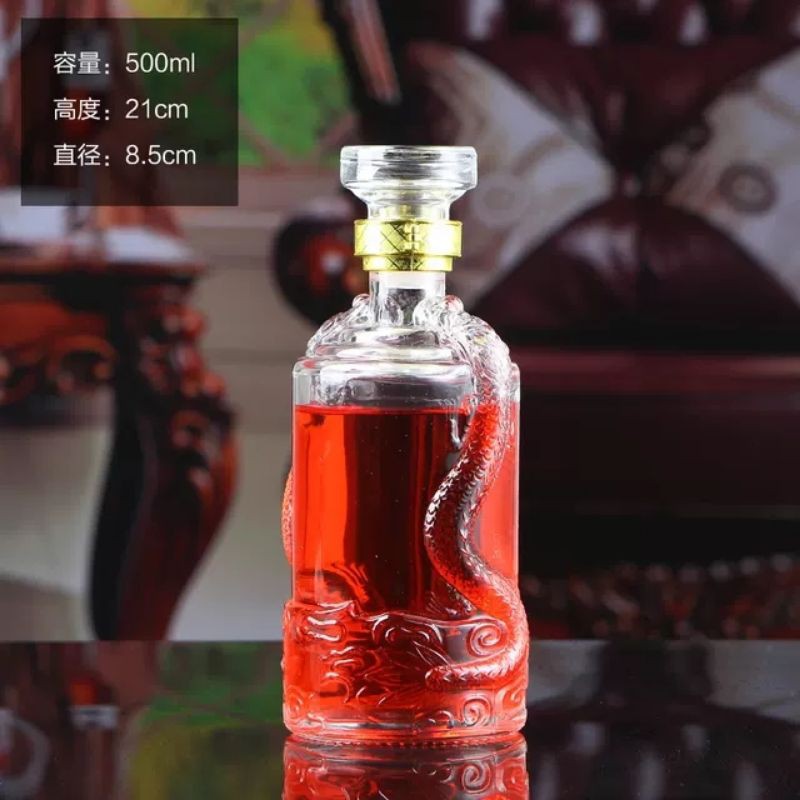 [ RẺ VÔ ĐỊCH ] Chai Đựng Rượu Thủy Tinh Rồng Nổi 500ml Cao Cấp