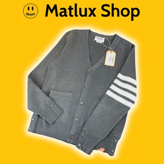 Áo khoác Cardigan TB Grey SS21 bản cao cấp, Áo len dệt kim kẻ sọc màu xám cho các cặp đôi, Áo cardigan nam nữ