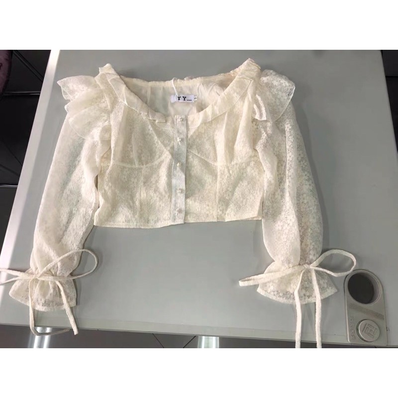 Áo crop gen trắng