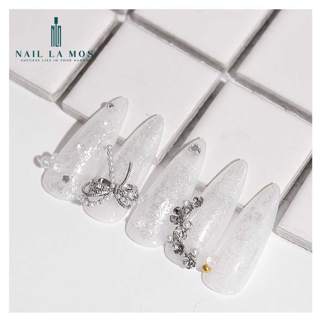 Bột kim tuyến nail màu trắng mịn - Nhũ kim tuyến trắng trang trí móng tay chuyên dụng