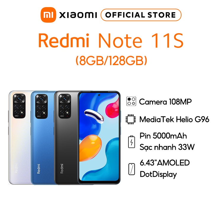 Điện thoại Xiaomi Redmi Note 11S 8+128GB Pin 5000mAh MediaTek Helio G96 Sạc nhan thumbnail