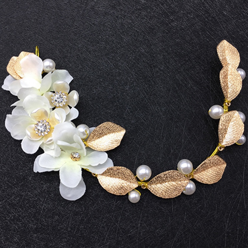 Vòng Hoa Đội Đầu Đính Ngọc Trai Nhân Tạo Xinh Xắn Cho Cô Dâu