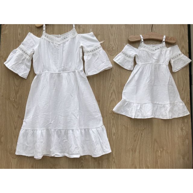 Đầm maxi phối ren, đầm đôi mẹ và bé