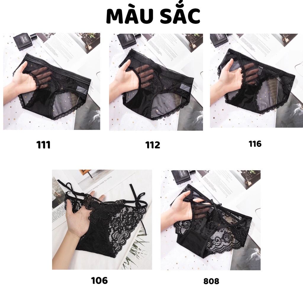 Quần Lót Nữ ❤️FREESHIP❤️ quần Lót Ren set 6 đen phối họa tiết điệu đà mã Ren06