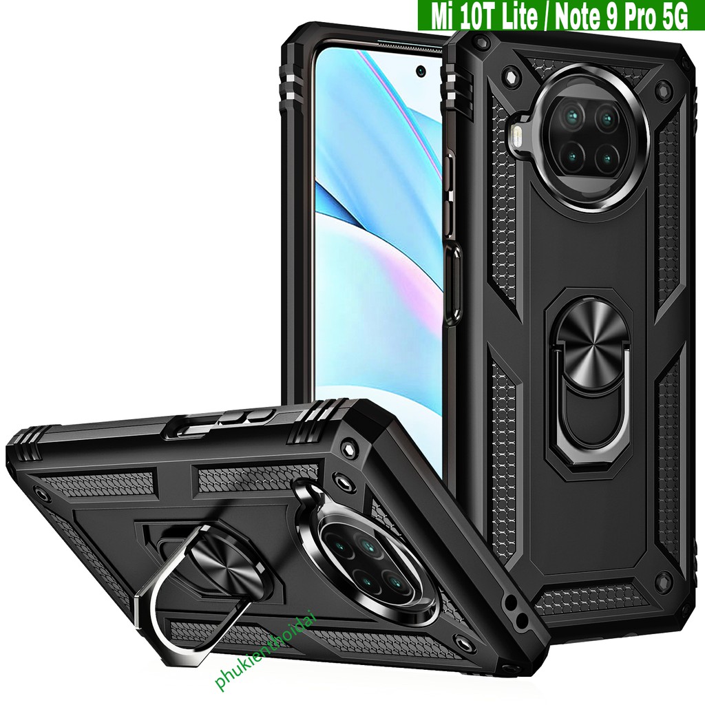 Ốp lưng Xiaomi Mi 10T Lite / Note 9 Pro 5G chống sốc quân đội nhẫn Iring giá đỡ xem phim