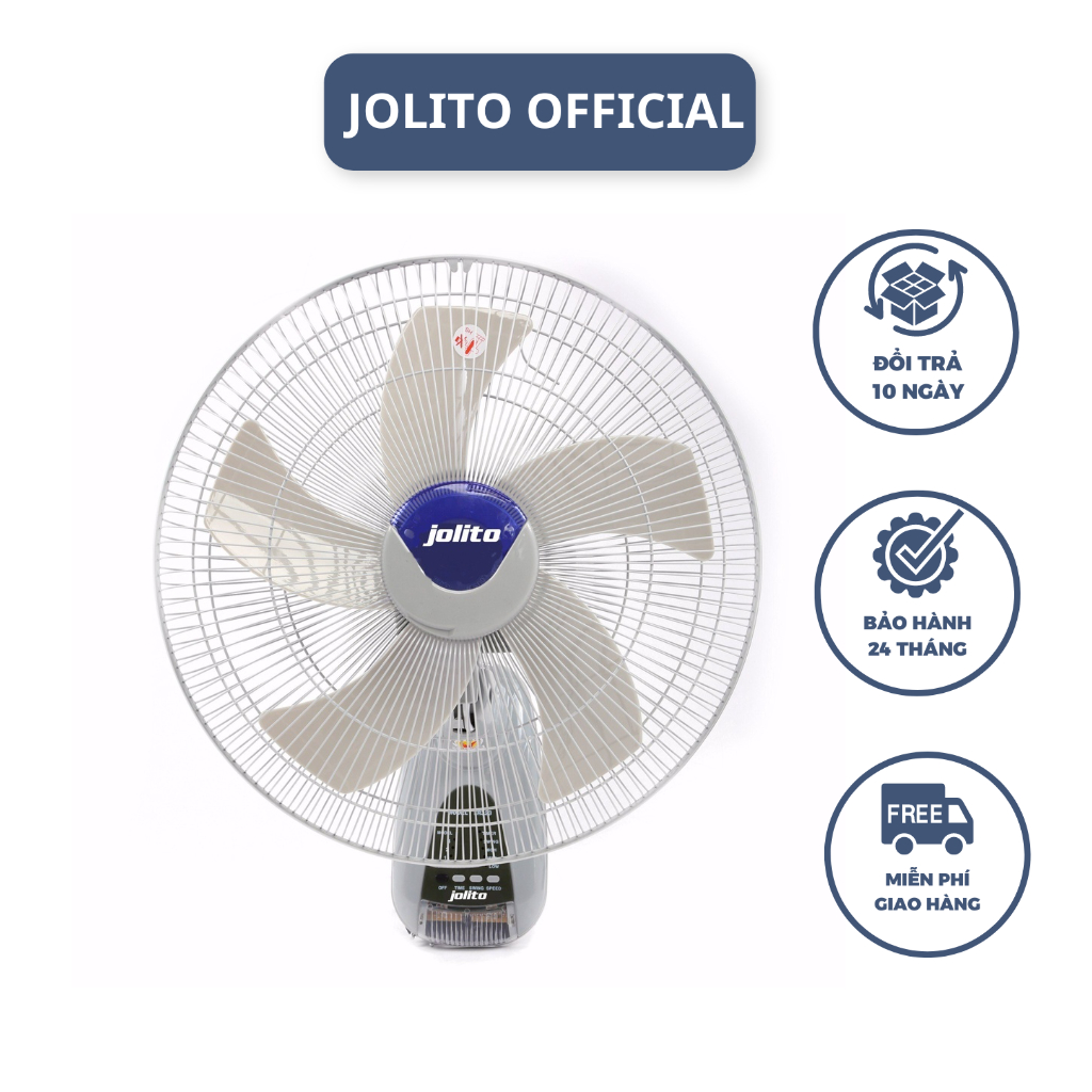 Quạt treo tường màu xám JOLITO QT Remote công suất 45W, kích thước sải 40cm, quạt có điều khiển từ xa