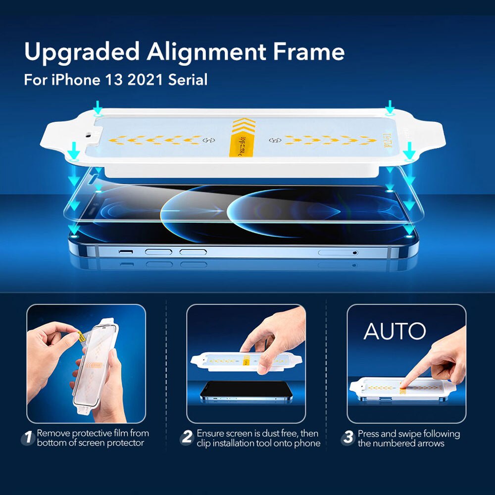 Kính cường lực ESR 9H 110lbs bảo vệ toàn diện chống trầy xước cho màn hình điện thoại Iphone 13/ 13 Pro Max