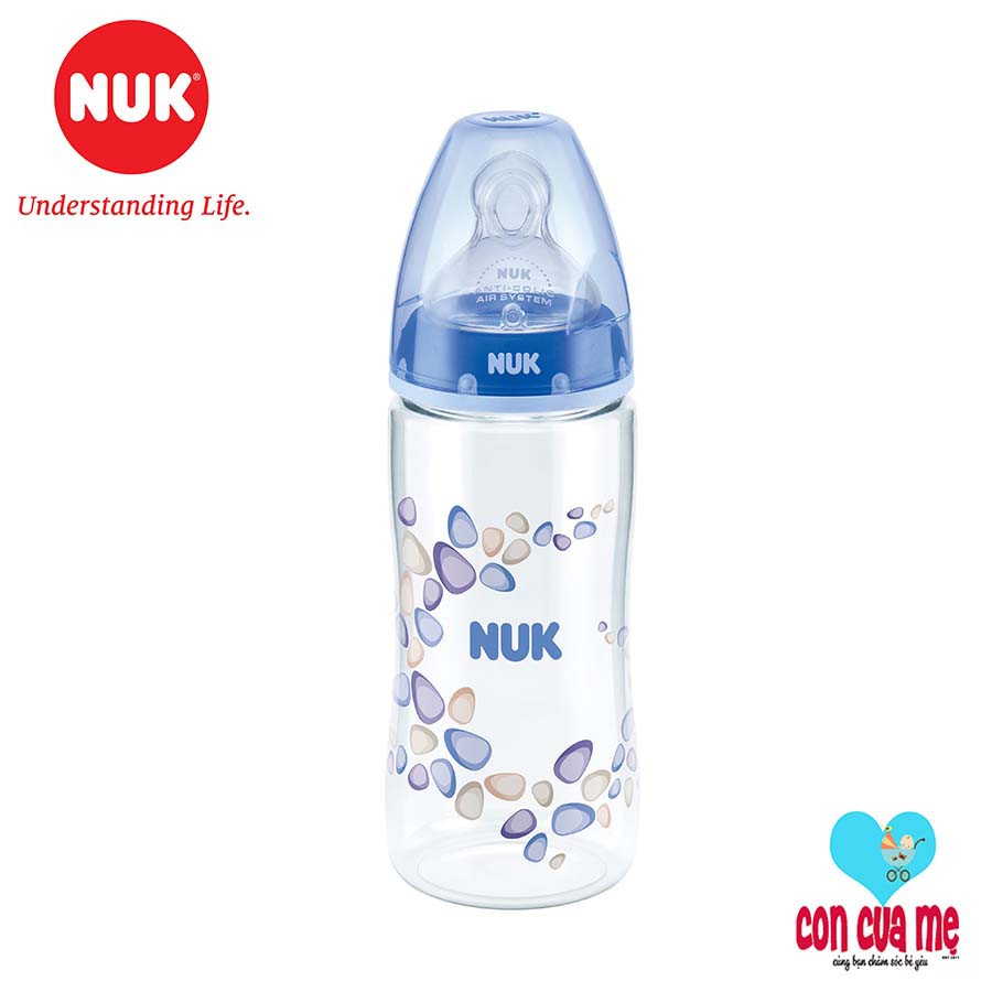 [Chính hãng có tem PP] Bình sữa Nuk nhựa PA 150-300ml núm ti Silicone