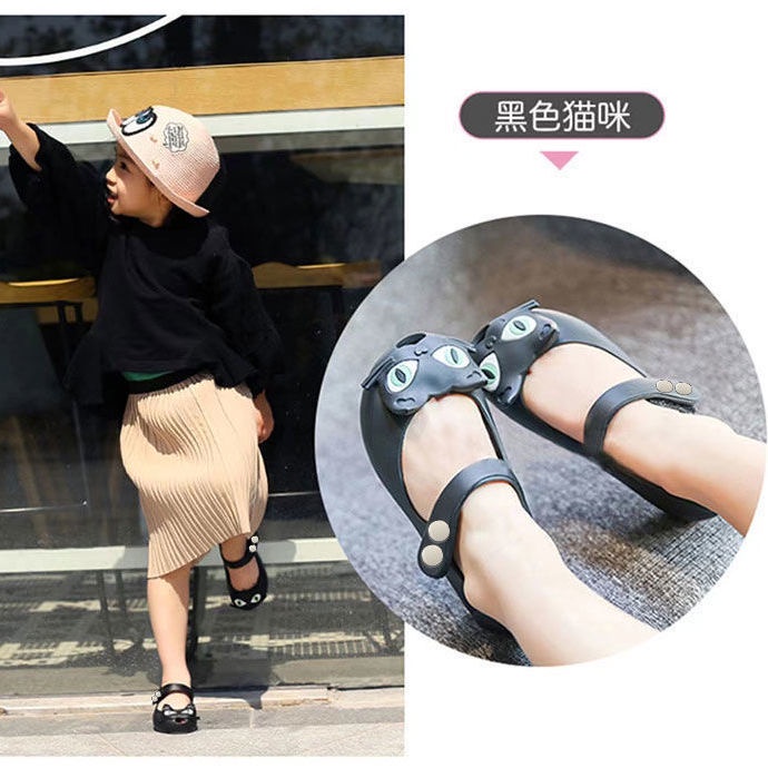 Giày Sandal Thời Trang Xinh Xắn Dành Cho BéGiày Búp Bê Nhựa Hình Mèo Dễ Thương Cho Bé Gái