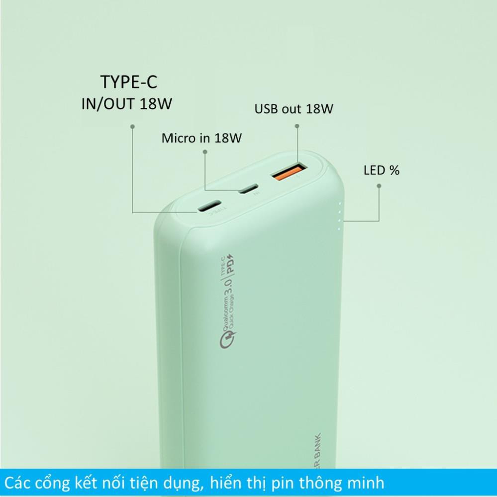 【BẢO HÀNH 1 NĂM】Sạc dự phòng 18W ONC 20000mAh màn hình Led tặng túi đựng bảo vệ