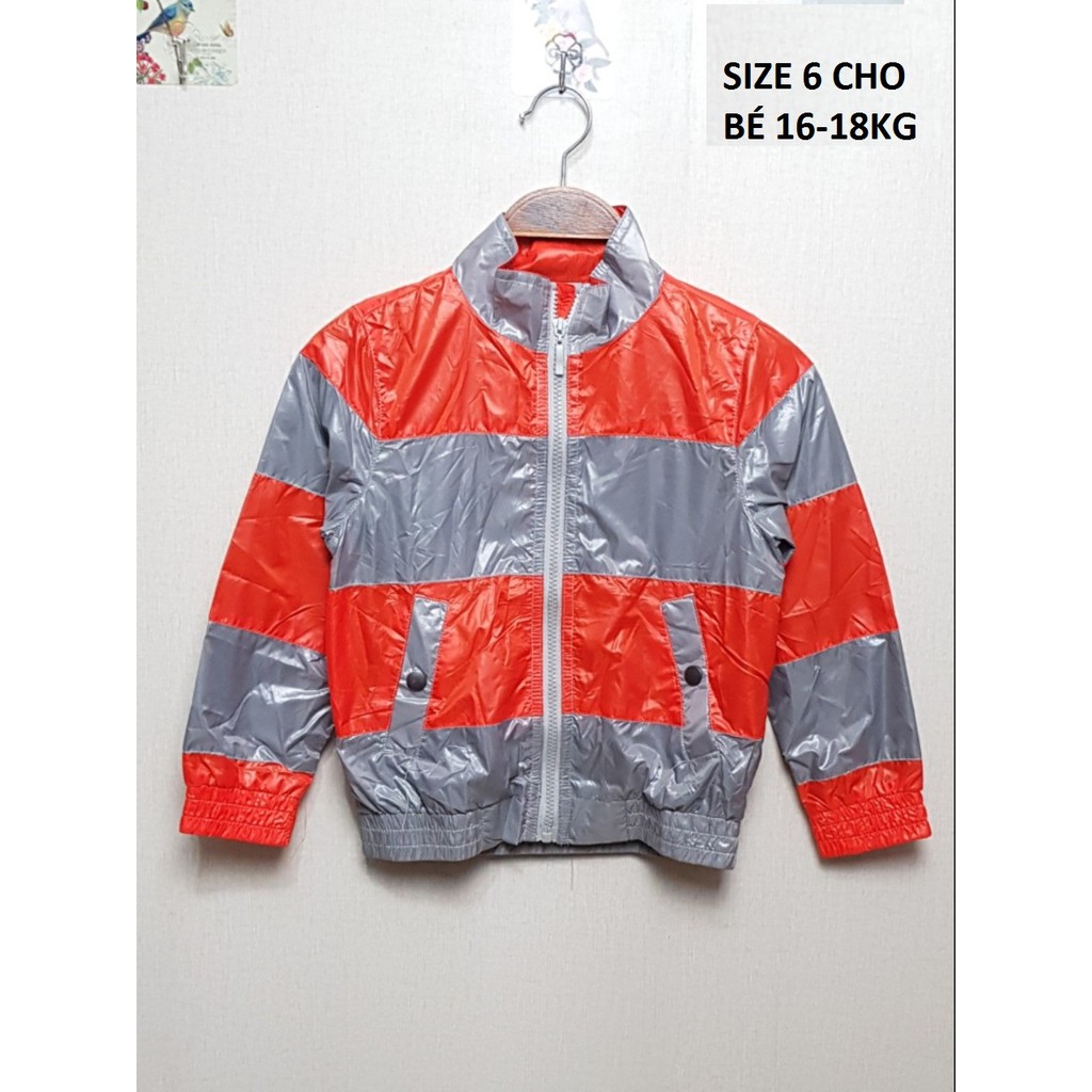 DG99-AK-01- Áo khoác bé trai, phối sọc, chất dù bóng, size 6 cho bé 16-18kg, made in Việt Nam