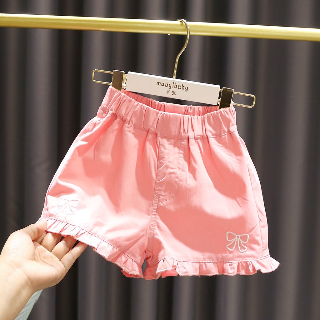 Quần Short Mỏng Thắt Nơ In Họa Tiết Thời Trang Mùa Hè Hàn Quốc 2023 Mới Cho Bé Gái