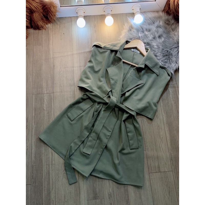 Đầm vest Âu Màu Rêu,Gạch siêu sịn hình thật