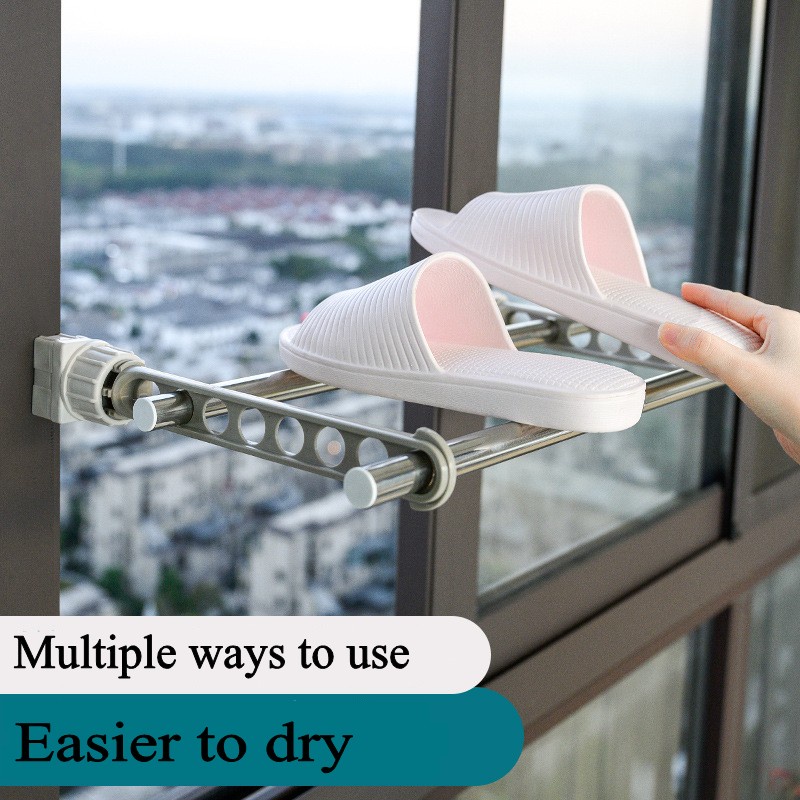 Thanh treo móc quần áo Gắn Cửa Sổ 8 Lỗ Xoay Được