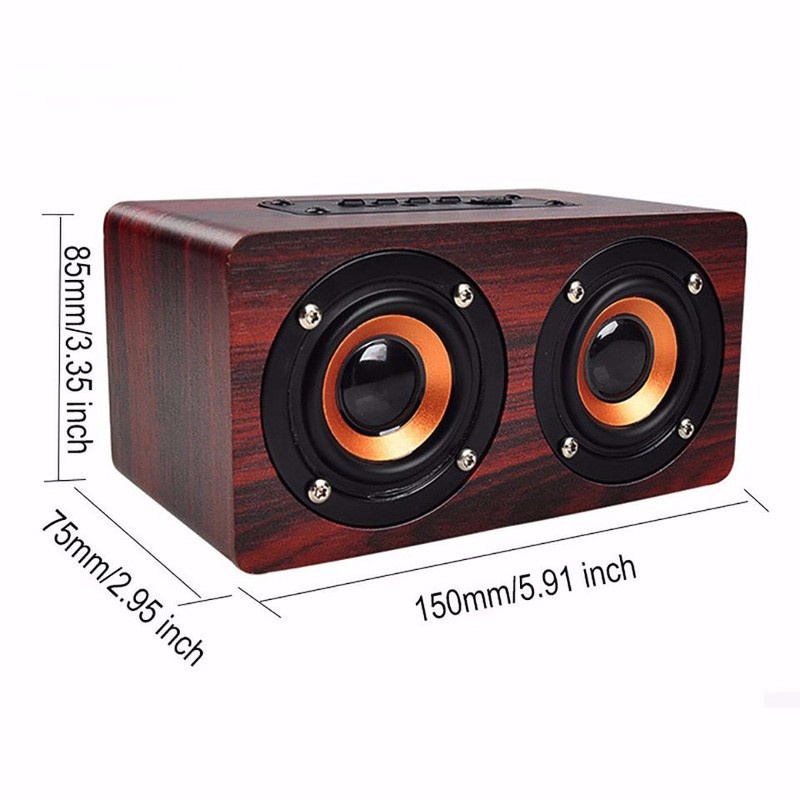 [Nhập Khẩu] Loa gỗ Super Bass Vi tính -Loa bluetooth âm thanh nổi HIFI Stereo speaker W5 -dc2179