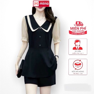 Set bộ nữ vải umi phối voan thiết kế đơn giản sang trọng