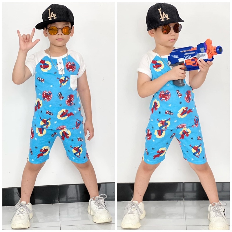 Đồ bộ bé trai - Bộ lửng đùi cotton borip NGHĨA BABY cho bé trai