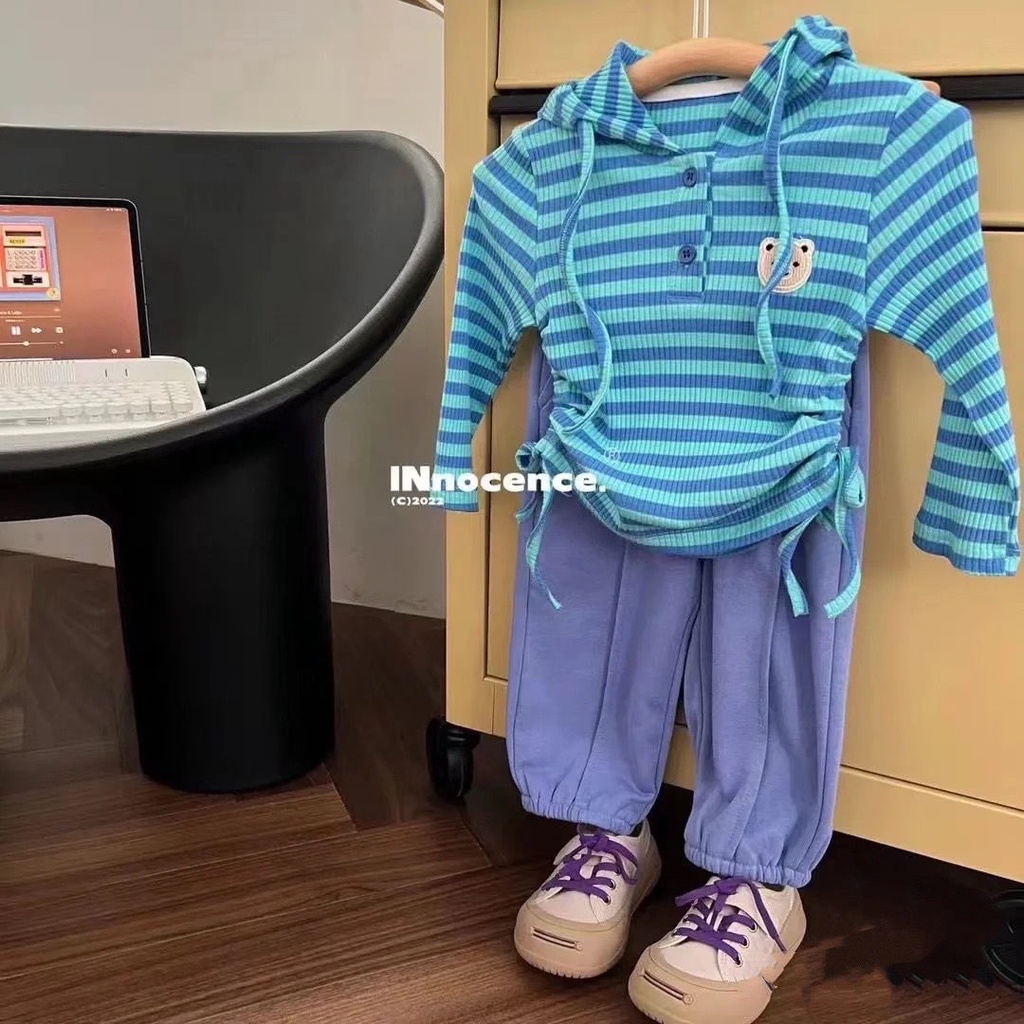 [Babycat] Hàng Có Sẵn Áo Khoác Cardigan Kẻ Sọc Phong Cách Hàn Quốc Nhật Bản Mới 2022 Thoải Mái Dễ Phối Đồ Cho Trẻ Mẫu Giáo