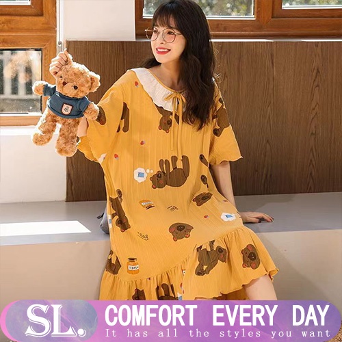 Đầm Ngủ Tay Ngắn Dáng Rộng Plus Size Cho Nữ