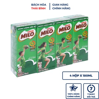 Lốc 4 hộp x180ml sữa tươi vị lúa mạch Nestle Milo