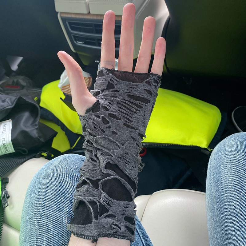 1 Đôi Găng Tay Hở Ngón Màu Đen Vui Nhộn Cho Nữ