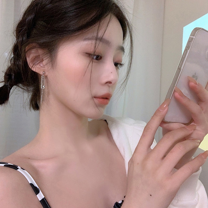 Hoa Tai Dáng Dài Hình Ghim Băng Thời Trang Cho Nữ