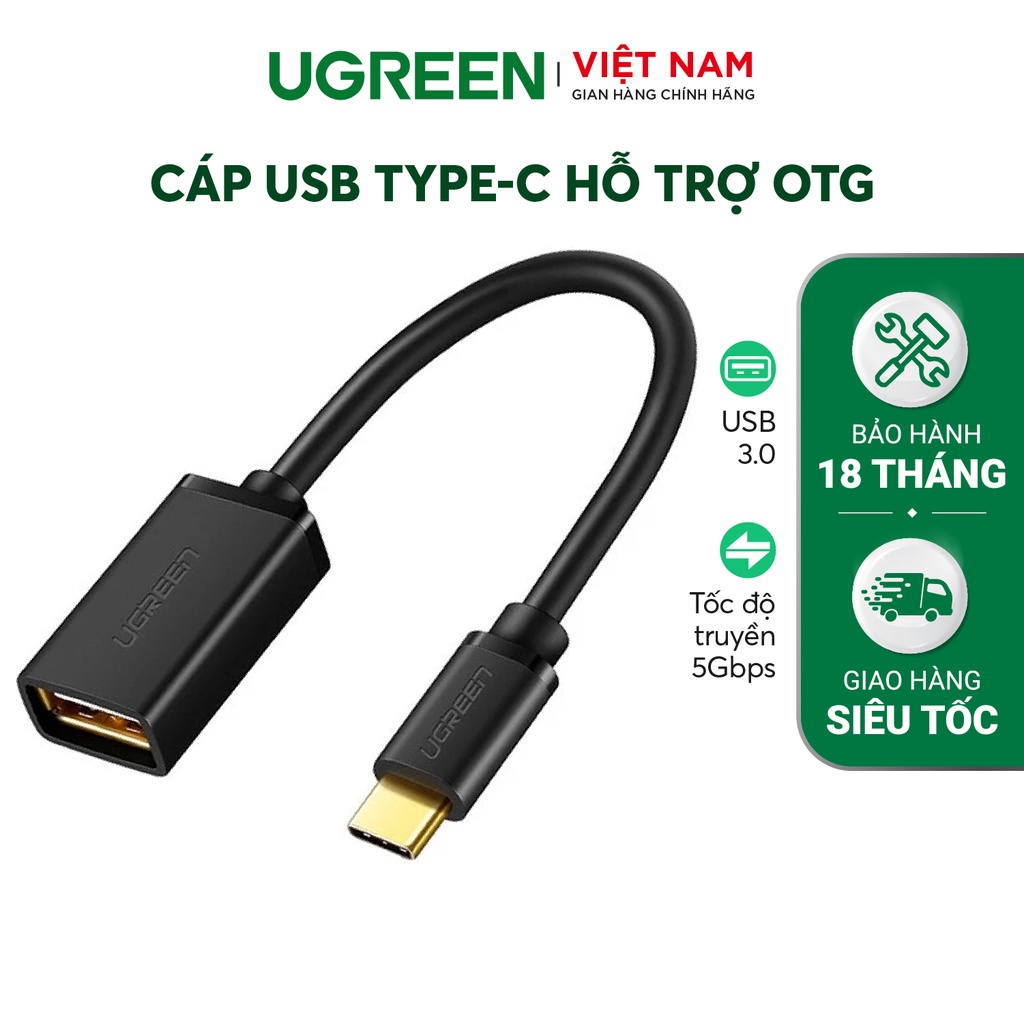 Cáp USB type C hỗ trợ chức năng OTG dài 15cm UGREEN US154 - Hàng phân phối chính hãng - Bảo hành 18 tháng