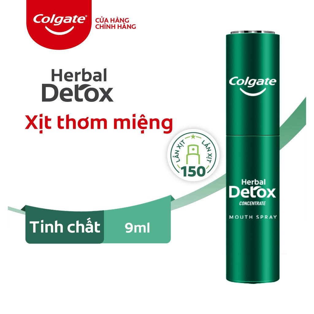 Chai xịt thơm miệng Colgate Herbal Detox từ tinh chất thảo mộc 9ml