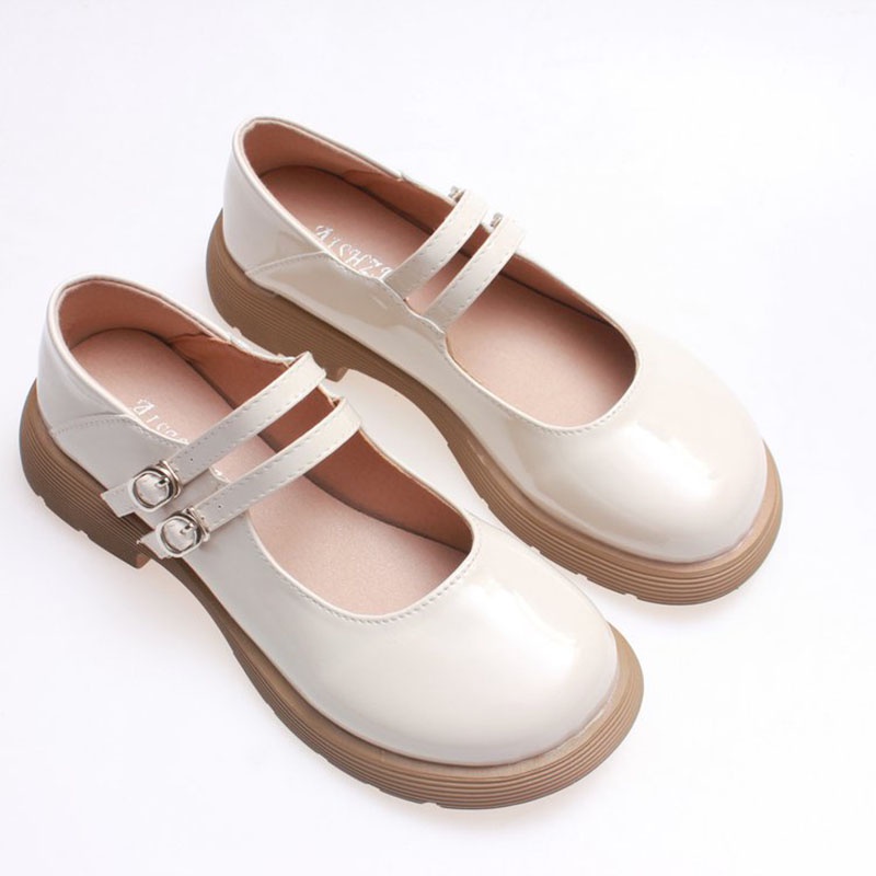 Giày IELGY bằng da đế dày phong cách Anh Quốc cổ điển thời trang dành cho nữ