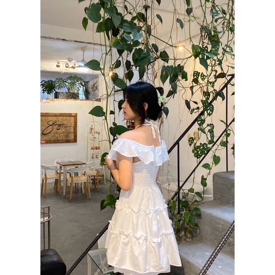 Đầm trễ vai bèo phối ren 💓FREESHIP💓 tiểu thư Gill mặc sinh nhật, dạo phố, cafe