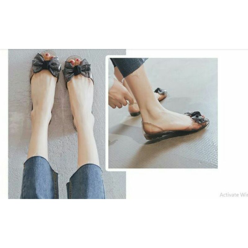 Giày nhựa nơ siêu xinh kèm video