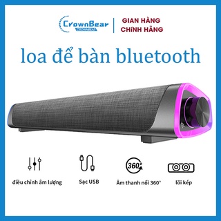 CrownBear Loa máy tính Loa Bluetooth USB Sound Bar với đèn RGB Âm thanh vòm 3D Loa rạp hát tại nhà Đối với PC / laptop