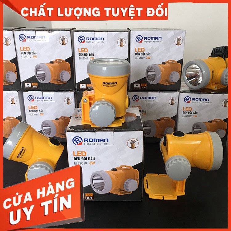 ⚡FREESHIP⚡Đèn pin đội đầu siêu sáng Roman ELE2019 3W