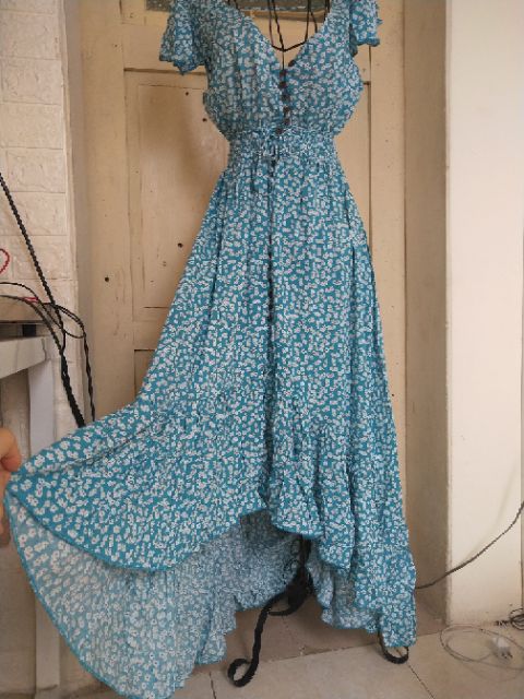 ( SẴN HÀNG LOẠI 1) ĐẦM MAXI VÁY MAXI HOA XANH HỞ LƯNG SEXY QUẢNG CHÂU | BigBuy360 - bigbuy360.vn