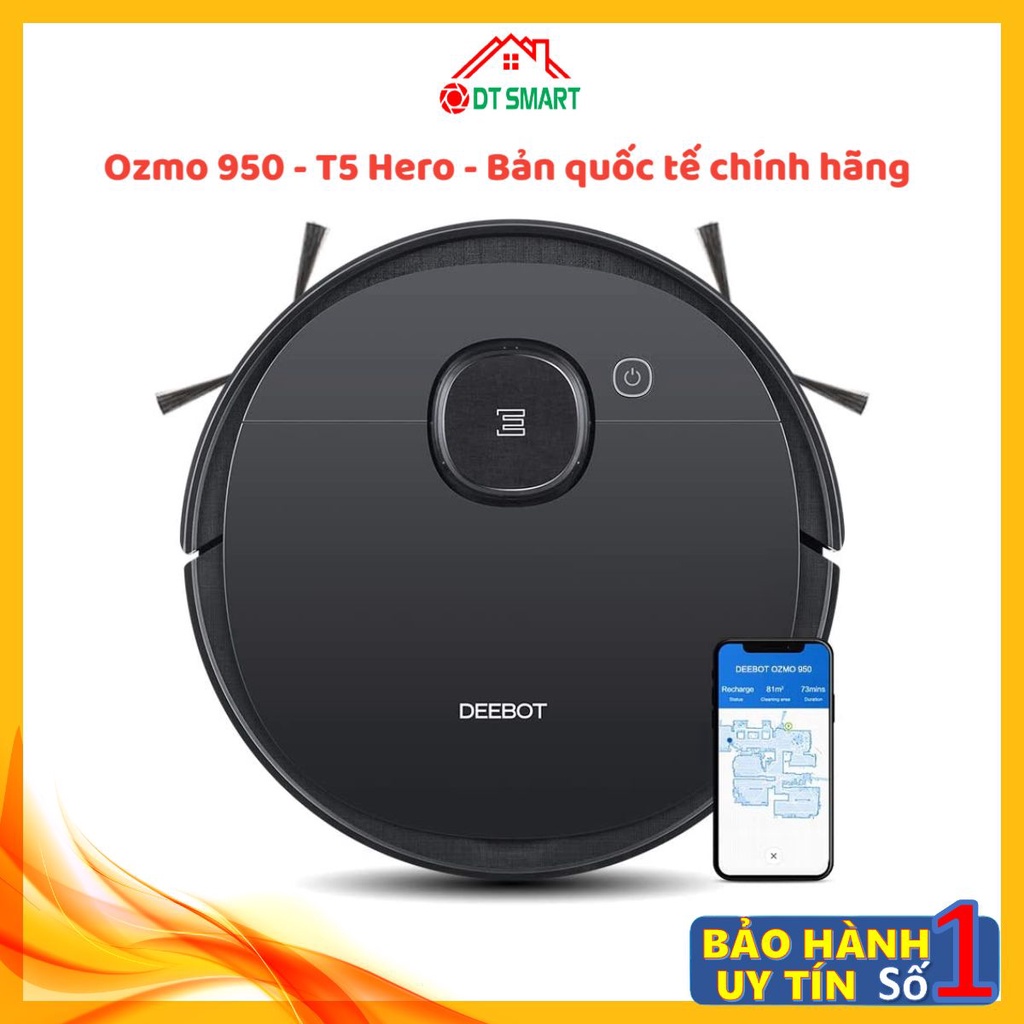 Robot hút bụi lau nhà Ecovacs OZMO 950 - T5 Hero - Phiên bản quốc tế - Hàng B - Chính hãng bảo hành 12 tháng