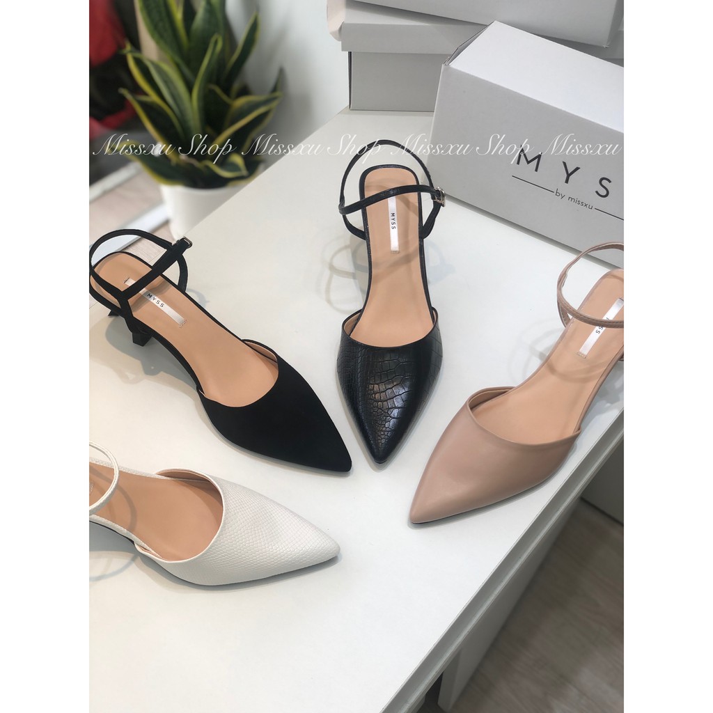Giày nữ mũi nhọn 6cm quai cài cổ chân thời trang MYSS  - CG155