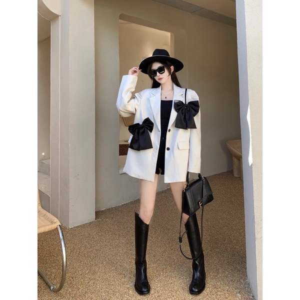 ÁO BLAZER TAY BỒNG NỢ LỤA ( CÓ ẢNH THẬT Ở CUỐI )