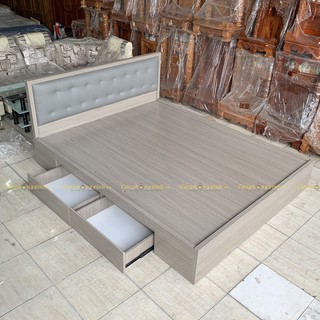 Giường ngủ, đầu giường bọc nệm, có hộc kéo đa năng, gỗ MDF, CPX-G39