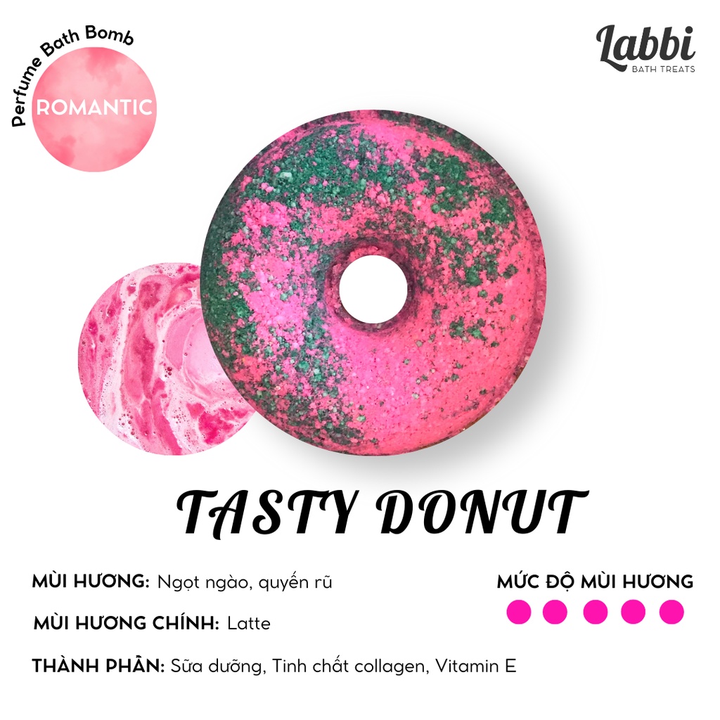 TASTY DONUT [Labbi] Bath bomb / Viên sủi bồn tắm / Bom tắm / Viên thả bồn tắm / Bathbomb