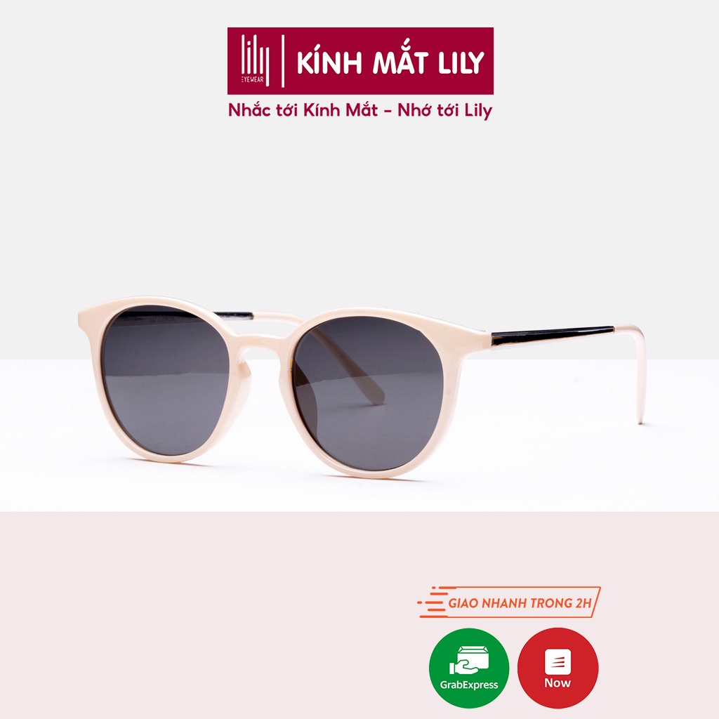 Kính mát nam nữ Lilyeyewear mắt tròn càng kim loại chắc chắn thiết kế thời trang R0006