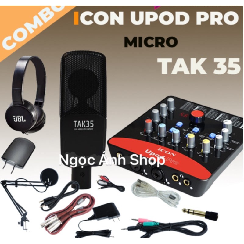 Combo Mic Thu Âm Takstar TAK35 Sound Card Upod icon Pro Đầy Đủ Phụ Kiện Kết Nối