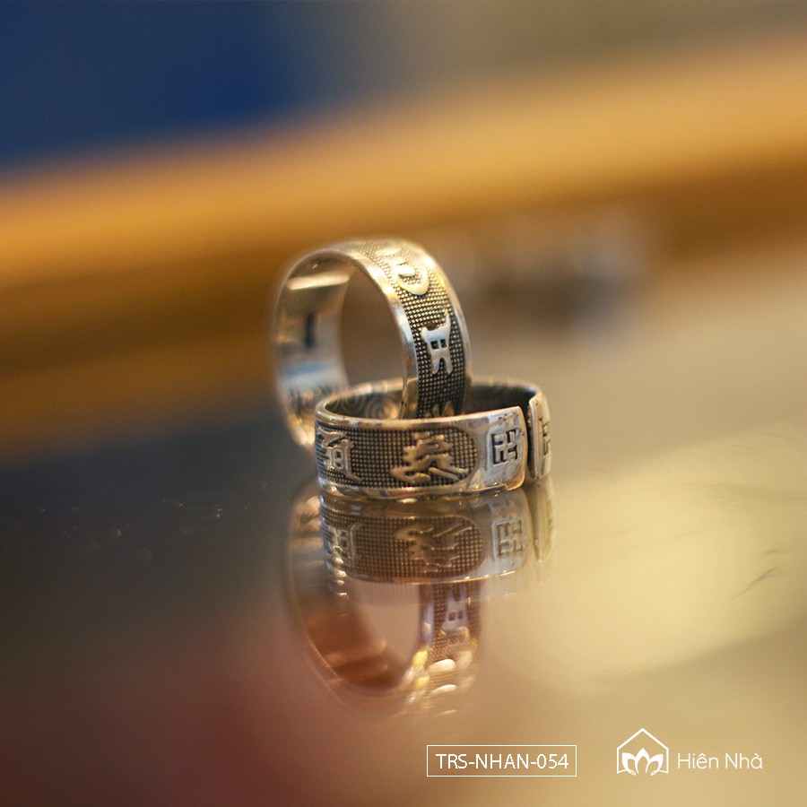 Nhẫn bạc 999 khắc chữ Om Mani Padme Hum - Bạc cao cấp s999 - Hiên Nhà