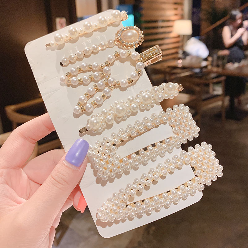 Set kẹp tóc đính ngọc trai giả thời trang Hàn Quốc xinh xắn