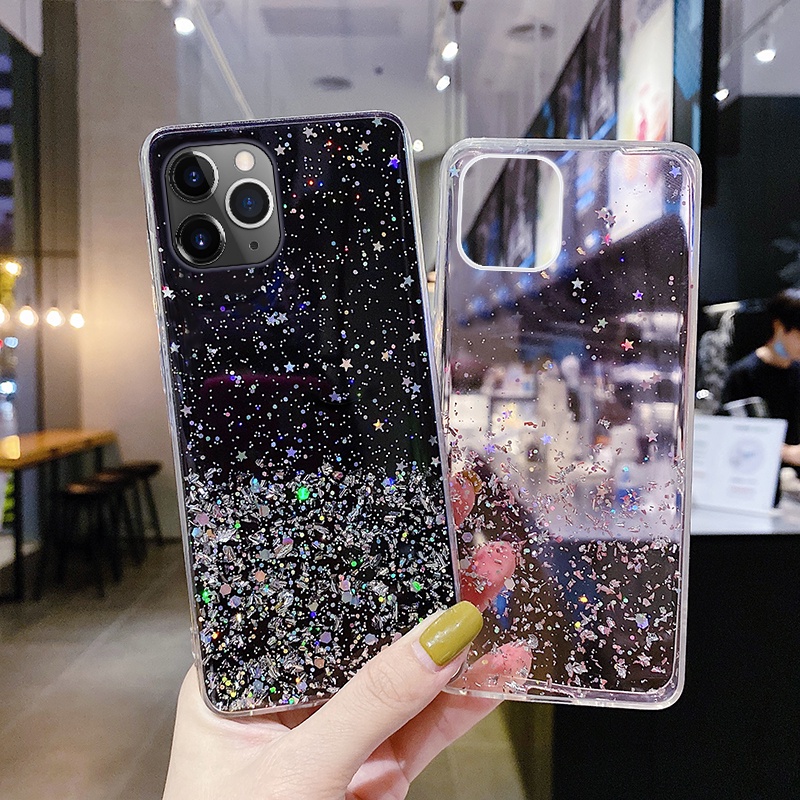 Ốp điện thoại silicon trong suốt phối sequin lấp lánh cho IPHONE 6 PLUS 6S PLUS SE 2020 7 PLUS 8 PLUS X XR XS MAX 11 PRO MAX
