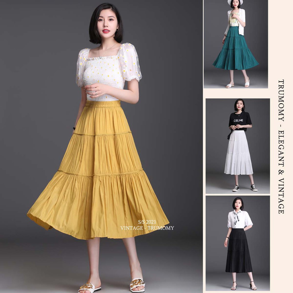 Chân váy chữ A dài midi Vintage Style Korea - Trumomy Women’s Skirts | BigBuy360 - bigbuy360.vn
