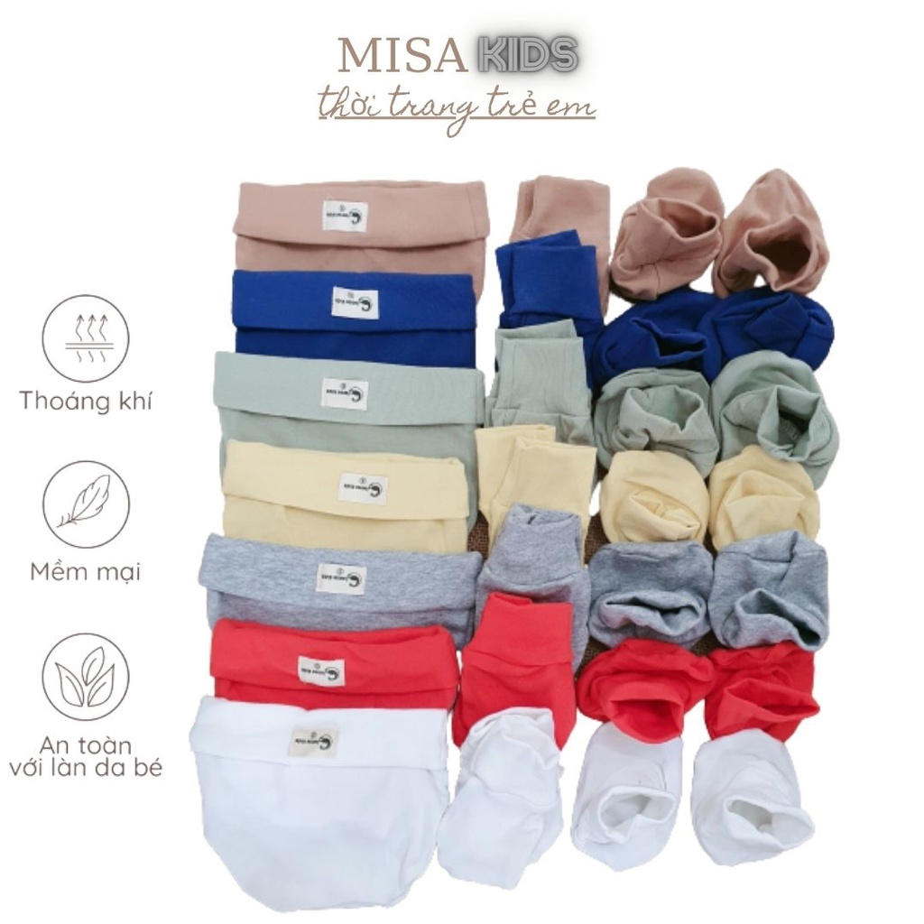 Goosekids Bao tay bao chân mũ sơ sinh cho bé | Set đồ sơ sinh newborn thu đông Vải borip dày dặn co giãn tốt